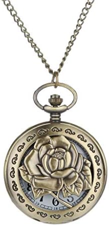 Muranba 2019 ! Vintage Flower Pocket Watch Quartz Necklace Chain Men Women for Girls Gifts (Y)