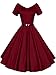 iLover Women 1950s V-Neck Vintage Rockabilly Swing Cocktail Evening Stretchy Casual Work Businees Dress with Pockets