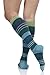 Vim & VIGR Women's 15-20 mmHg Compression Socks: Fun Stripes - Aqua & Green (Cotton) (Medium)