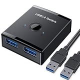 USB 3.0 Switch Selector, Bi-Directional USB Switch 2 in 1 Out / 1 in 2 Out, YINNCEEN USB Switcher Adapter for Keyboard Mouse Scanner Printer, USB KVM Switch Compatible with Mac/Windows/Linux (Color: Black)