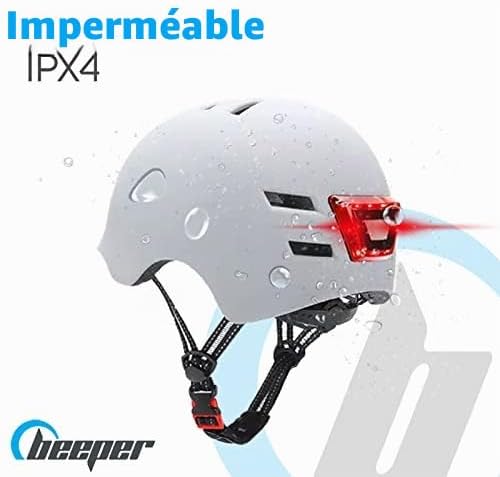 - BEEPER Casque Velo, Trottinette avec Feux Avant et Arriere integres ME135 (Bleu, S)
