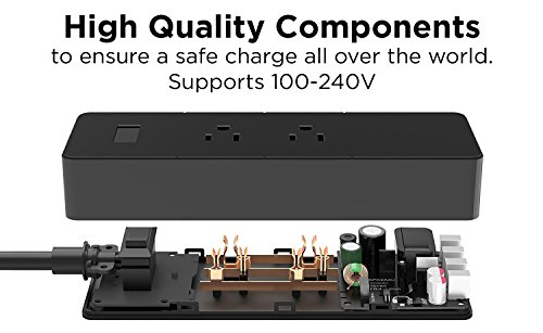 PowerBear-Travel-Adapter-Surge-Protection-Power-Converter-Strip-Charging-Station-with-USB-Ports-Global-Power-Adapter-with-3-International-Power-Adapters-Black-24-MONTH-WARRANTY