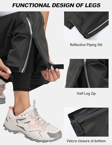 MoFiz Women's Rain Trousers Waterproof Overpants Lightweight Waterproof Pants for Cycling Hiking Bike Outdoor Camping Trekking