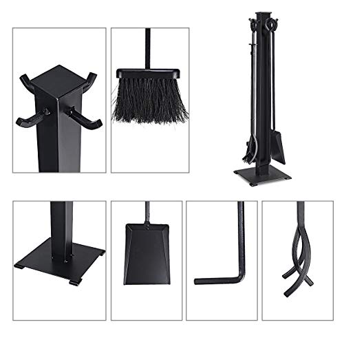 USA_BEST_SELLER 5 Pieces Fireplace Iron Fire Place Tool Set Modern Powder Coated Surface Heavy Duty Metal Body - Thumbnail 6