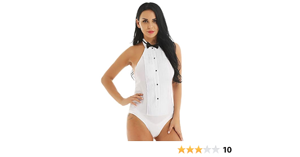 Sleeveless Backless Shirt Bodysuit 