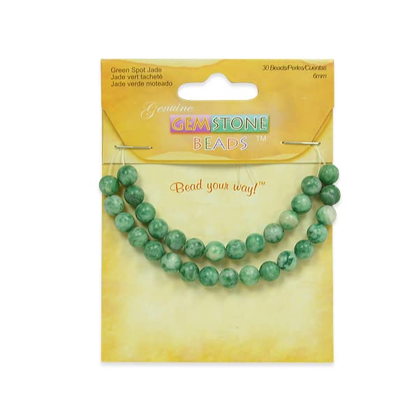 Expo International 6mm x 6mm Green Spot Jade Beads Pack of 30 | Green