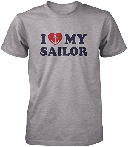 Vine Fresh Tees - I Love My Sailor T-shirt - Adult Medium, Sport Grey