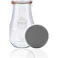 WECK 739 Tulip Jar with Silicone Lid - Ideal for Canning and Storage - Large Glass Jar Storage for Food, Sugar, Flour - Safely Store Your Food with an Air-Tight Seal and Lid | Made in Germany,