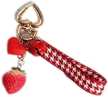 Super Cute Strawberry Love Keychain Girl Gift Bag Pendant Couple Romantic Key Ring Car Key Chain Charm Jewelry