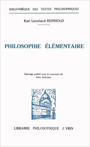 Amazoncom Karl Leonhard Reinhold Philosophie Elementaire - 