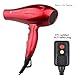 JINRI Powerful Tourmaline Ionic Hair Dryer,1875W Negative Ionic Blow Dryer with Concentrator,ETL Certified ALCI safety plug,hang loop,Portable Dryer