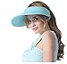 CACUSS Women's Summer Sun Hat Large Brim Visor Adjustable Velcro Packable UPF 50+(Blue)