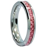 King Will 4mm Unisex Pink Carbon Fiber Tungsten Ring Wedding Band Polished Finish Comfort Fit