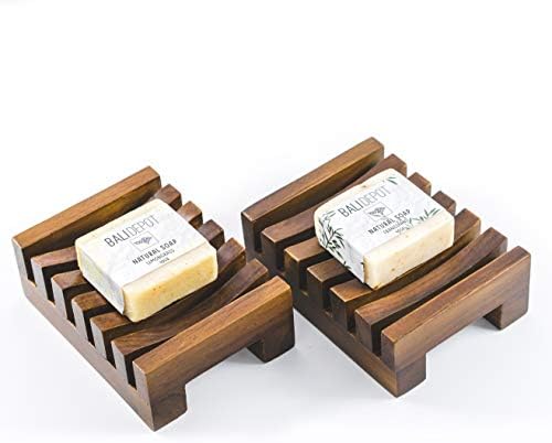 チークソープディッシュギフトセット 手作りの食器と天然石鹸バー2本セット 手作りバリ スタイリッシュ 非毒性 リサイクル 石鹸ホルダーは シャワー バスルーム キッチン 浴槽 アウトドアに最適です Ebsstudy Com