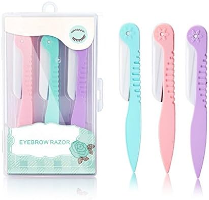 3 Pcs Eyebrow Trimmers,YIEASDA Foldable Eyebrow Razors Facial Shaving Shapers Shavers Grooming Trimmers Facial Hair Removal for Women Gift