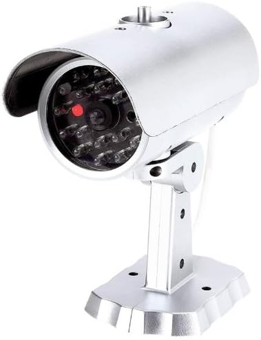 Seefar Bullet Dummy Fake Surveillance Security CCTV Dome Camera Indoor Outdoor with one LED Light + Warning Security Alert Sticker Decals