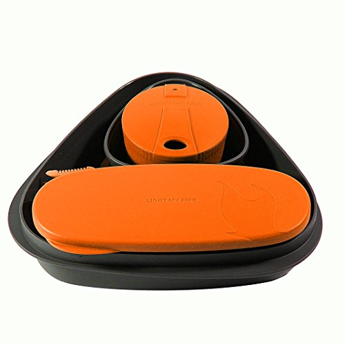 Light my Fire 6-Piece BPA-Free Lunch Kit with Plate, Bowl, Storage Boxes and Spork, Orange