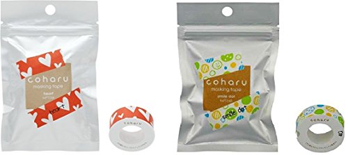 KING JIM Heart and Smile, set of two, coharu masking tape; for label printer TEPRA Lite