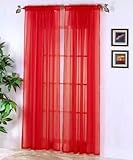 1kidandaheadache 2pc Salsa Red Voile Fully Stiched Elegant Sheer Panels 60x84