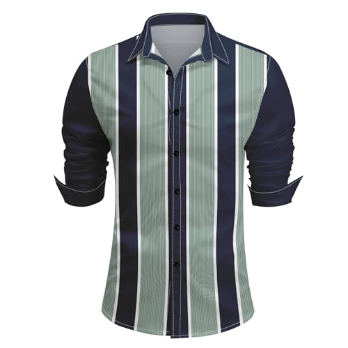 YFFUSHI Men's Regular Fit Long Sleeve Shirt Dark Blue at Amazon