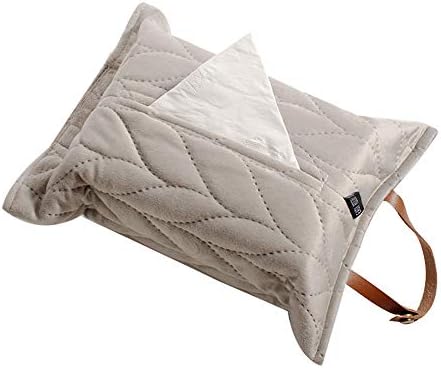 Aowlong ティッシュケース 吊り下げ ティッシュカバー 車用 ティッシュボックスケース 掛ける 家 オフィス シルバーグレー 事務室 ベロア 定価 吊るす 縦