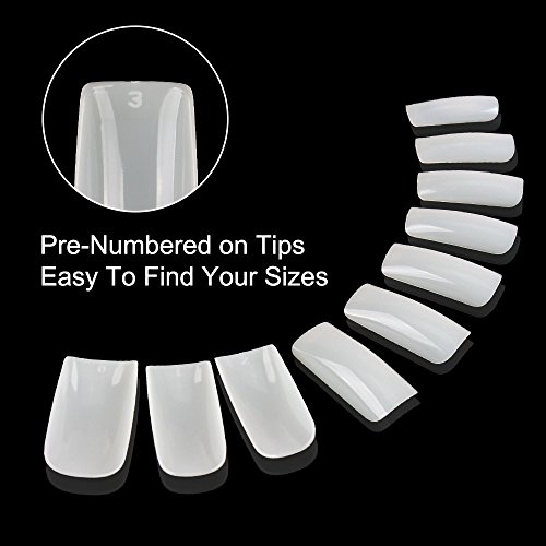ECBASKET Full Cover False Nails Artificial Nails Fake Nails 500pcs Full Coverage Natural Acrylic Nails 10 Sizes with Bags - Thumbnail 4