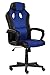 SEATZONE Smile Face Series Leather Gaming Chair, Racing Style Large Bucket Seat Computer Desk Chair, Executive Office Swivel Chair with Headrest, Blue