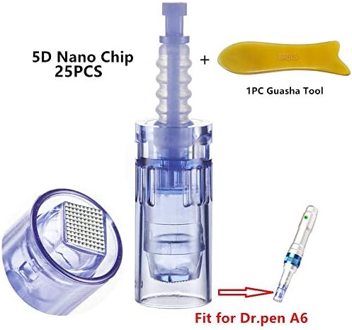 Ultima A6 Pen Replacement Parts - 25pcs A6 Cartridges with 1pc Scraping Massage Tool (5D Nano Chips)