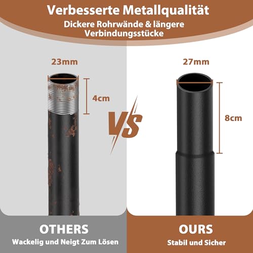 Kaitenv 3.2 m Metal String Light Poles Pack of 2 for Outdoor Use - Fairy Lights Poles with Spiral Design, Corrosion Resistant & Weatherproof for Patio, Garden, Party & Christmas, Black [Energy Class A]