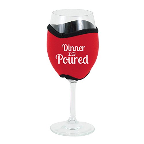 Oenophilia Vino Hug Neoprene Wine Glass Sleeve, Dinner is Poured