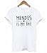 Carlie MENDES IS My BAE Letter Print T Shirt Women Casual Funny tshirt For Lady Summer O-neck Tees Hipster Tumblr (S, White)