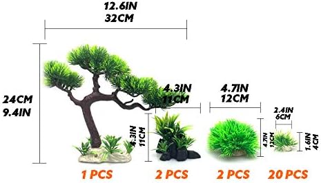 BEGONDIS Artificial Aquarium Green Water Plants Tree Set 25 Pcs, Fish Tank Aquarium Decorations (Set 1) - Image 3