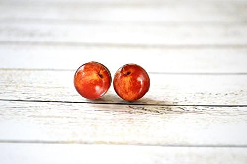 apple earrings, fruit jewelry , cool vegan gift