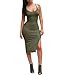 Ninimour Women's Solid Sleeveless Spaghetti Strap Side Slit Bodycon Dress, Small, Army Green