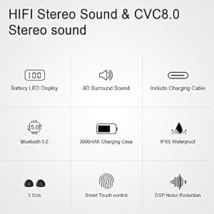 Abeyete Auricolari Bluetooth Cuffie Wireless con 3000 mAh Scatola Ricarica Portatile 120H Playtime Auricolari Bluetooth… - immagine 4