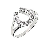 Silver and Crystal Horseshoe Ring Size 6 Good Luck for Lucky Horse Crazy Girl
