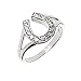 Silver and Crystal Horseshoe Ring Size 6 Good Luck for Lucky Horse Crazy Girl