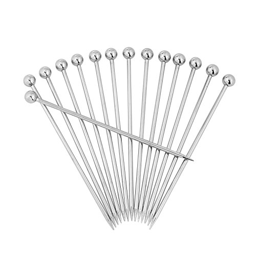 image for CRESIMO 4.3 Inch Stainless Steel Cocktail Picks (Set of 14) with BONUS