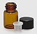 24, Amber, 2 ml (5/8 Dram) Glass Bottles, with Orifice Reducers and Black Caps