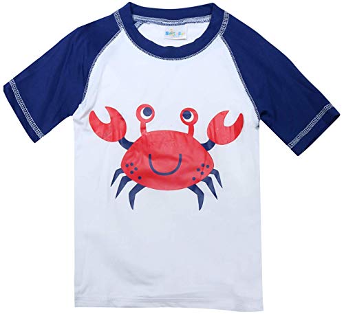 Sweet & Soft Baby Boys 4-Piece Rash Guard and Trunk Swimsuit Set (Infant/Toddler) (Crab, 24 Months)'