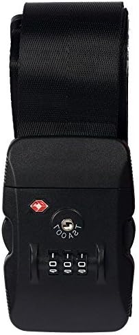 Xunbin Luggage Strap TSA Approved Combination Lock Adjustable long cross Suitcase Travel Belt(Black cross band)