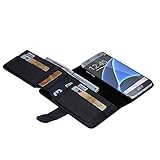 Galaxy S7 Edge Case, MCUK luxury Fashion Pu Leather Case Magnet Wallet Credit Card Holder Flip Cover Case Built-in 7 Card Slots & Stand Case for Samsung Galaxy S7 Edge (Black)