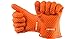 Oven Mitts Silicone Smoker Heat Resistant BBQ Grilling Gloves Safe Handling of Hot Food, Pots and Pans for Cooking Baking Meat Handling Barbecue Potholder-Orange