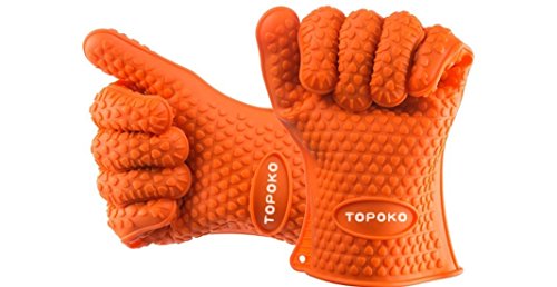 New Hot Sale Oven Mitts Gloves Resistant MAX Heat Silicone BBQ Grilling Gloves for Cooking Baking Barbecue Potholder-Orange - Thumbnail 6