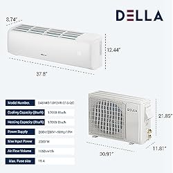 DELLA 18000 BTU Wifi Enabled Mini Split AC 21 SEER2