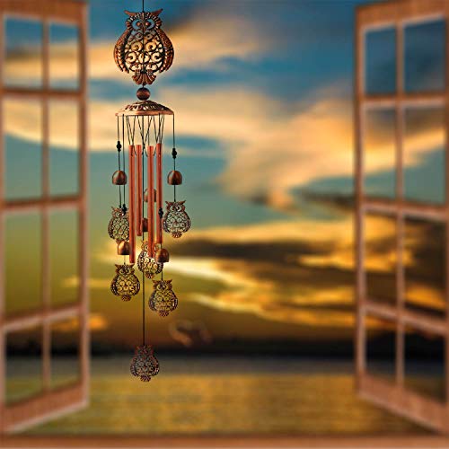 Alitake Owl Wind Chimes for Outside, Brass Wind Chimes Outdoor Clearance with S Hook Windchimes Indoor and Outdoor Decorations, Windchime Gifts for Mom Grandma Garden Gift Housewarming Gift