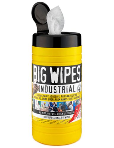 Big Wipes 60020001 Industrial Pre-Moisten Heavy Duty Cleaning Wipe, 12" Length x 8" Width (Tub of 80)