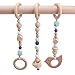 3pcs Baby Play Gym Toys Wood Ring Baby Wood Beads Chewable Rattle Silicone Teehing Baby Shower Gift Wooden Teether