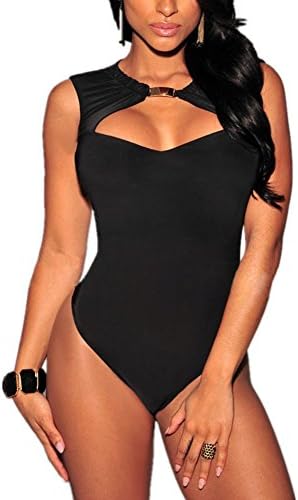 Mrsdressshop Hollow Out Backless Bodysuit Sliming Sexy Lingerie, Black (L)