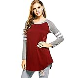 Goddessvan Plus Size Tops, Women Autumn Long Sleeve T-Shirt Sweatshirts Patchwork Blouse Tops